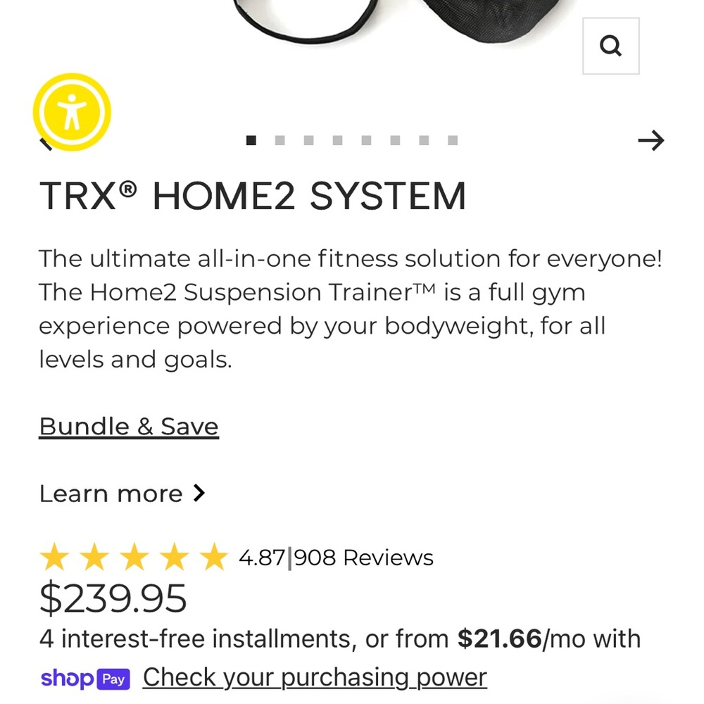 TRX Suspension Home2 System Training Kit with Black and Gray Straps - Picture 3 of 3